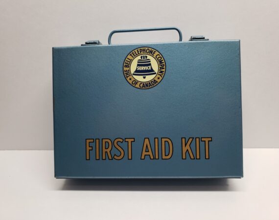 1947 - 1965 The Bell Telephone Company of Canada First Aid Kit. These were mounted on the walls of the Bell Buildings.