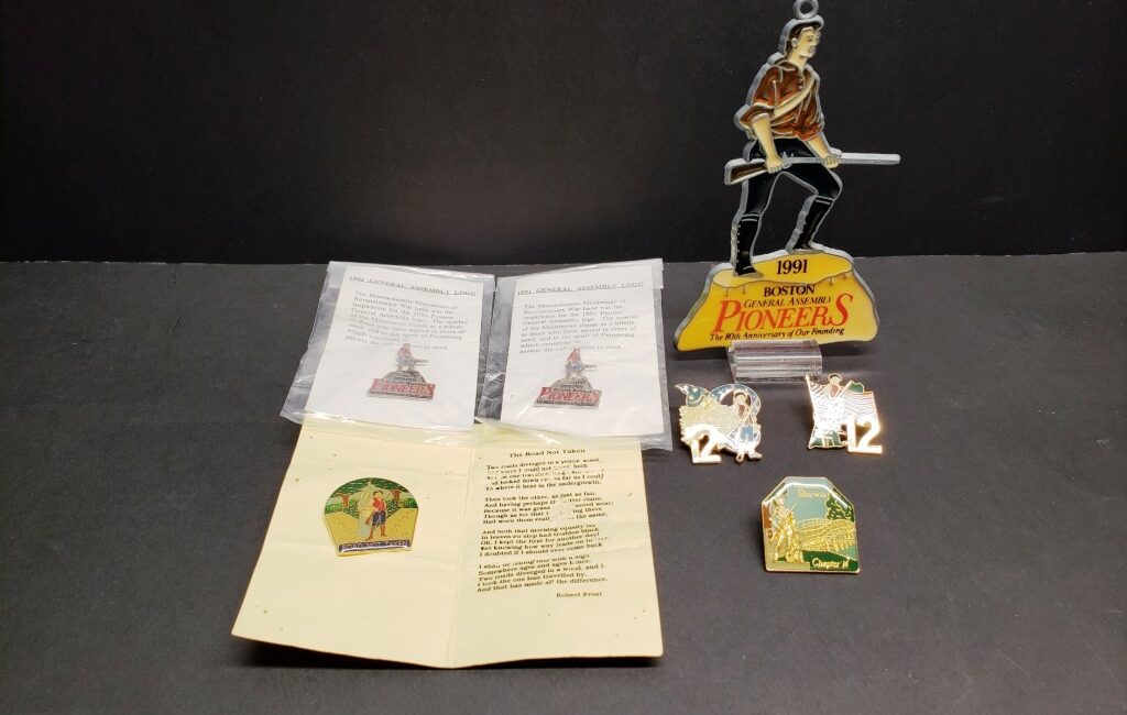 1990's Telephone Pioneers Minutemen pins and Ornament.